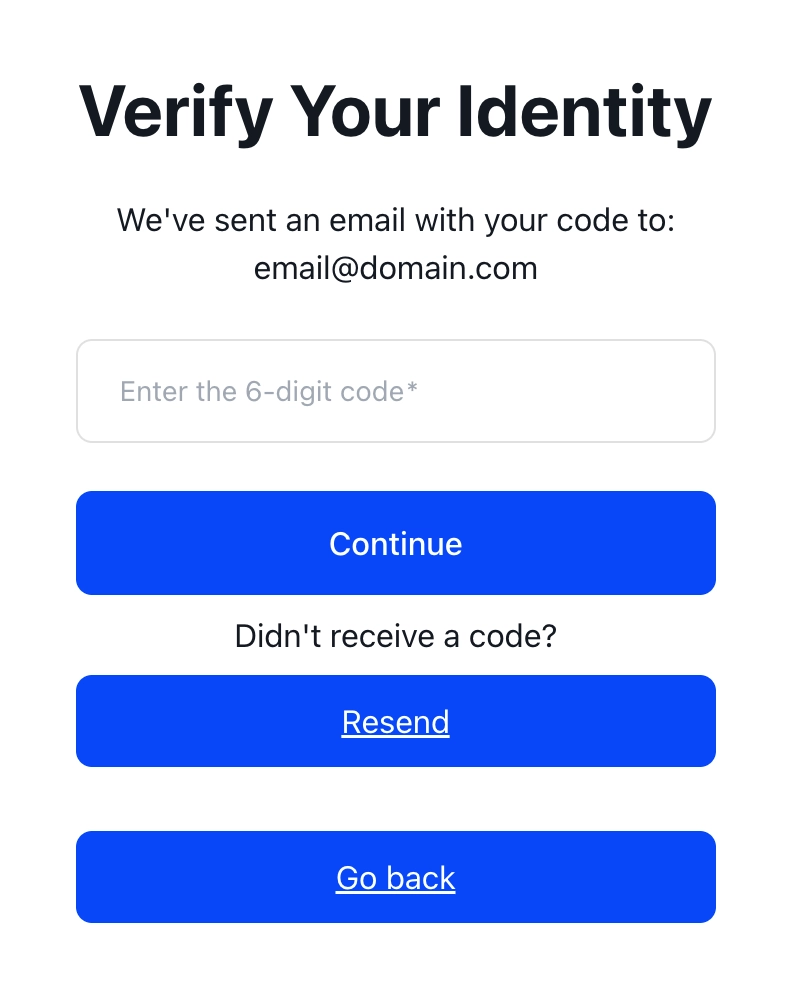 Email verification screen
